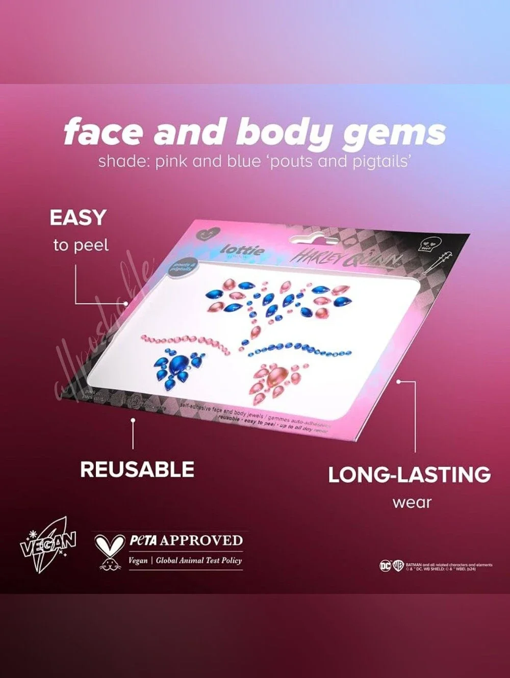 ⭐️$5 Add-on⭐️ Lottie London x Harley Quinn Face Gems - Pouts & Pigtails